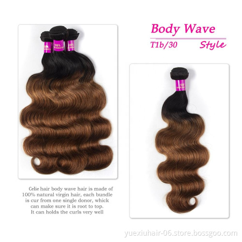 Body Wave 1B/30 Ombre Beauty Stage Hair Bundles Cuticle Aligned Raw Unprocessed Virgin Indian Hair